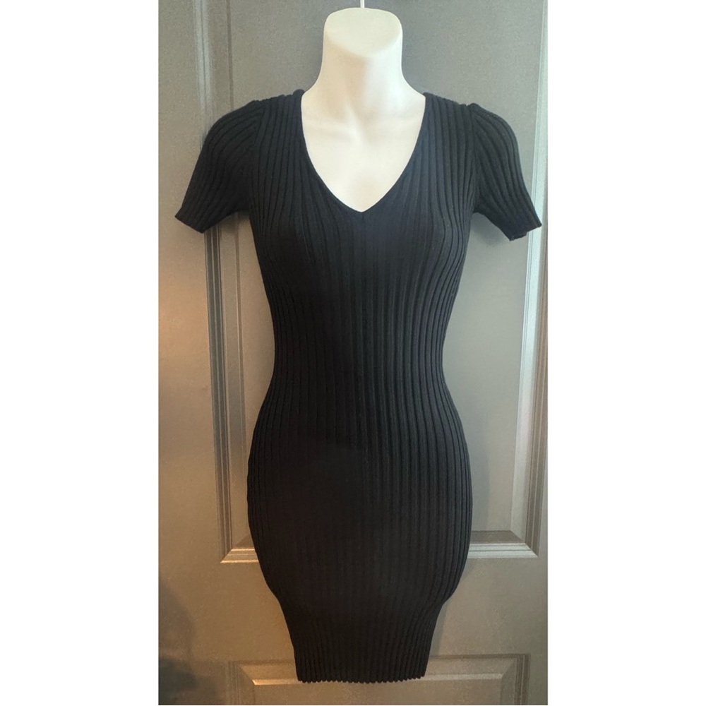 Hera Collection Black Ribbed Mini Dress